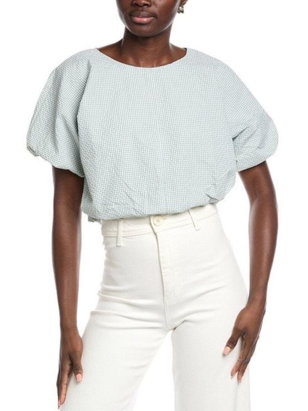 Hunter Crop Bubble Blouse in Surf Spray XL NWT